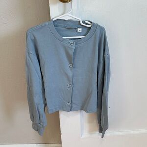 Women's Blue Sweater with Heart Buttons